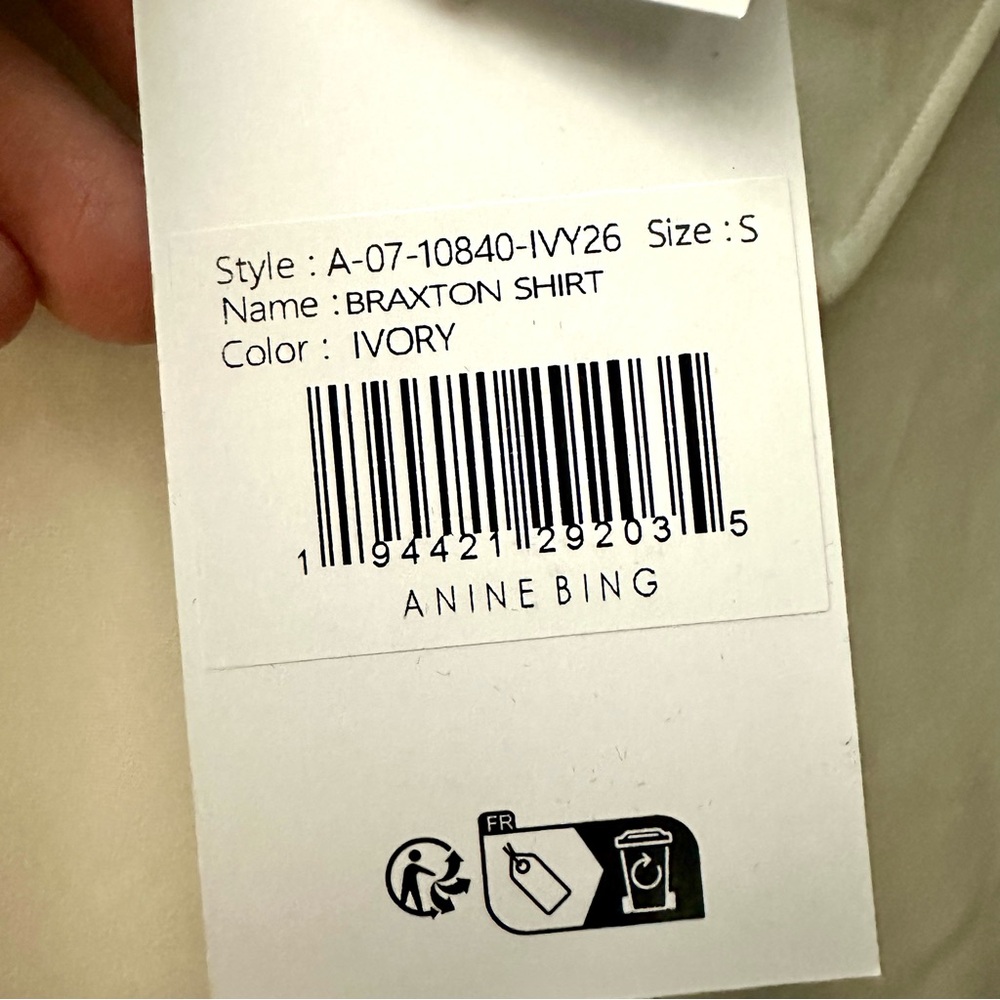 Anine Bing Braxton Shirt in Ivory Color (Medium) - Picture 10 of 10